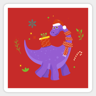 Funny Christmas Dinosaur Sticker